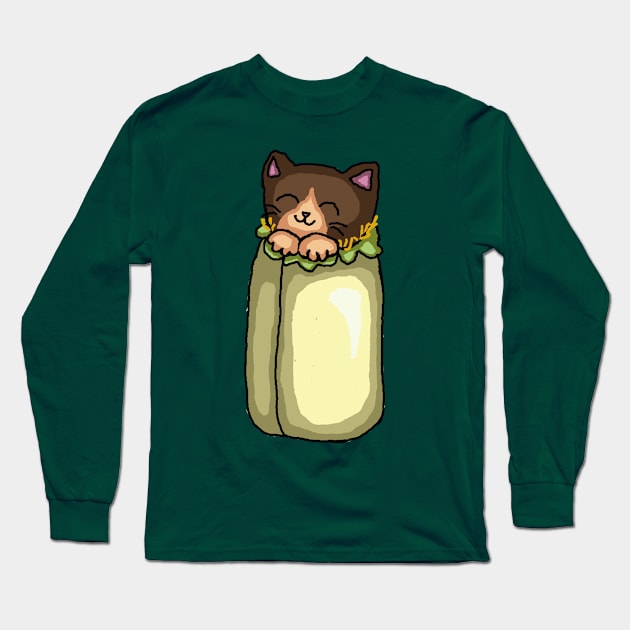 Purrito Burrito Cat Long Sleeve T-Shirt by TacoCat Designs